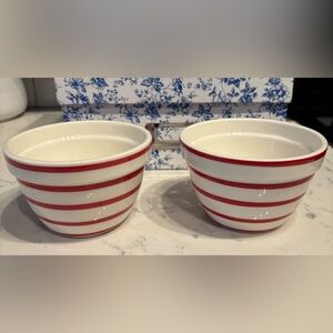 Crate & Barrel Vintage Candy Stripe Dessert Bowls. Set of 2x.